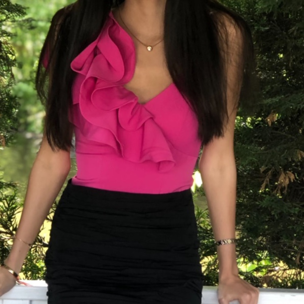 Boutique one shoulder ruffle detail bodysuit